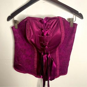 Cacique purple fairycore floral lace front corset